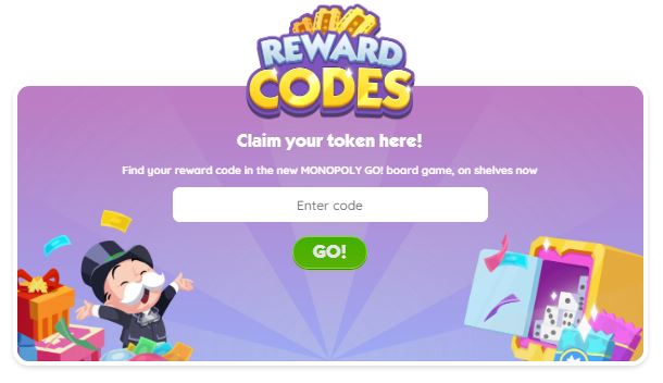 Monopoly Go Reward Codes Redeem Page